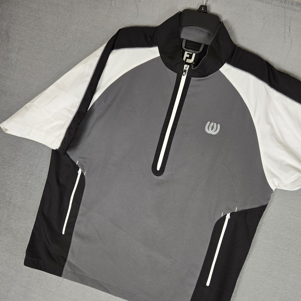 FootJoy Sport Short Sleeve Windshirt Mens Large Golf Black Charcoal White